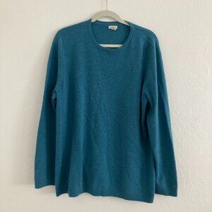 LL Bean 100% Cashmere Sweater Blue Crewneck Minimalist Classic Staple Womens 2X